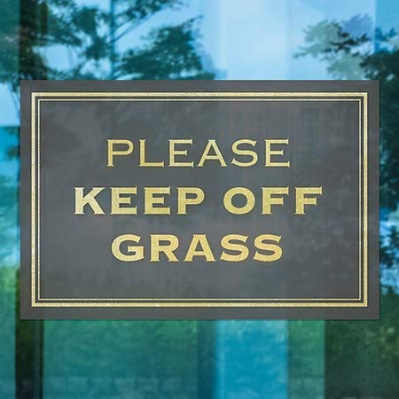 CGSignLab | אנא שמור על דשא -זהב קלאסי נצמד חלון | 30 x20